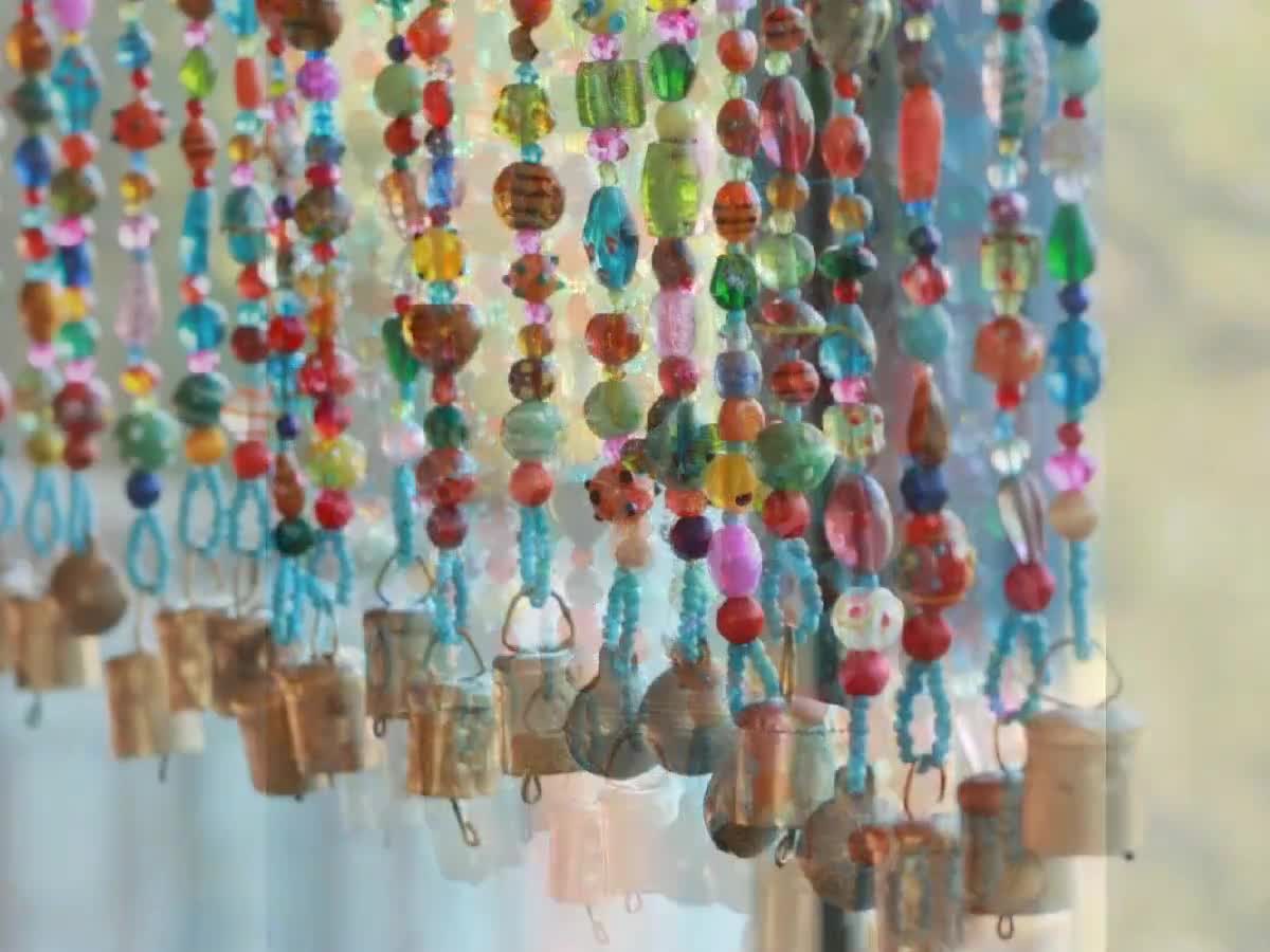 カラフルなヒッピービーズの窓用カーテン（オーダーメイド） - Etsy 日本
